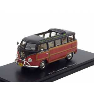 1/43 Volkswagen T1 Samba Bus черный с деревом (woody)