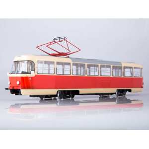 1/43 Трамвай Tatra-T3SU красный с бежевым