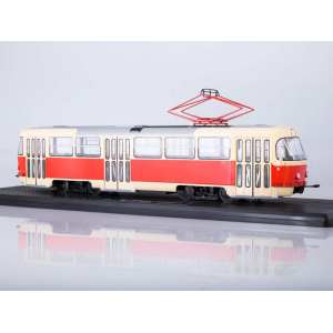 1/43 Трамвай Tatra-T3SU красный с бежевым