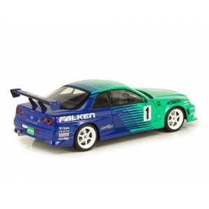 1/18 Nissan Skyline GT-R (BNR34) 1 Falken Tires 1999 зеленый с синим