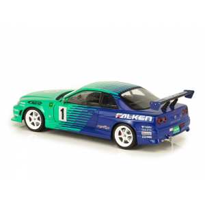 1/18 Nissan Skyline GT-R (BNR34) 1 Falken Tires 1999 зеленый с синим