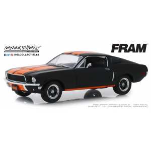 1/24 Ford Mustang GT Fastback Fram Oil Filters 1968 черный с оранжевым