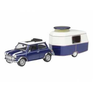 1/43 Mini Mini Cooper с прицепом-дачей 1975 blue-white