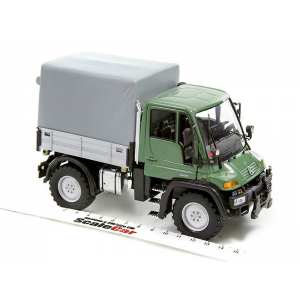 1/32 Mercedes-Benz Unimog U400 бортовой с тентом, зеленая кабина