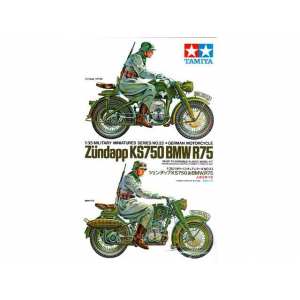 1/35 Немецкие мотоциклы Zundapp KS750 и BMW R75 с фигурами мотоцикистов