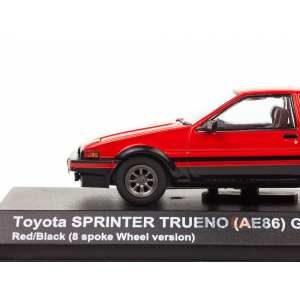 1/43 Toyota Sprinter Trueno (AE86) красный с черным, 8-спицевые диски