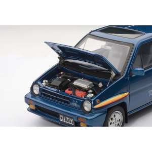 1/18 Honda CITY TURBO II 1983 (BLUE WITH STRIPES) (в комплекте с белым мини-мото)