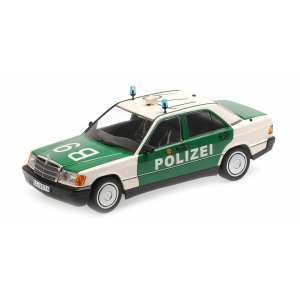 1/18 Mercedes Benz 190E (W201) 1982 Polizei Полиция ФРГ белый с зеленым