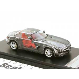 1/43 Mercedes-Benz SLS AMG матовый серый с прозрачным кузовом и красным салоном