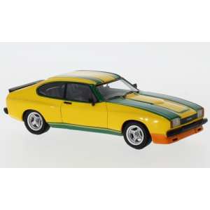 1/43 Ford Capri MKII 3.0S X-Pack Coupe 1981 yellow with green stripes
