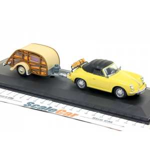 1/43 Porsche 356B Cabriolet with camper trailer