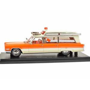 1/43 Cadillac S&S High Top Ambulance (скорая медицинская помощь) 1966 белый с оранжевым