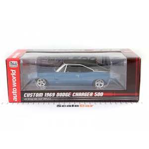1/24 Dodge Charger Custom 1969 синий с черной крышей