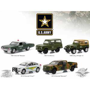 1/64 набор 5 машин U.S. Army Chevy67/Ford Bronco67/Wrangler95/Chevy Cruze/Chevy Silverado 2015
