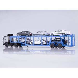 1/43 МАЗ-5432 с полуприцепом-автовозом 934410 (А908) серый с синим