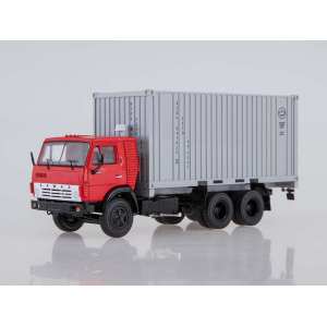 1/43 КАМАЗ-53212 контейнеровоз с прицепом ГКБ-8350 красный с серым