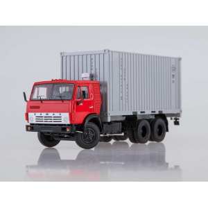 1/43 КАМАЗ-53212 контейнеровоз с прицепом ГКБ-8350 красный с серым