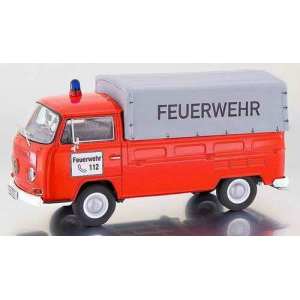 1/43 Volkswagen T2-a pick up w. canvas Feuerwehr, red white