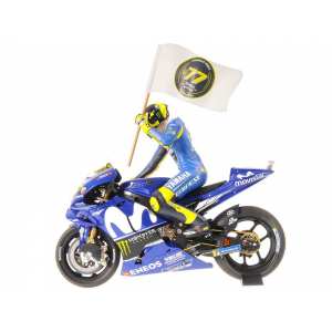 1/12 Yamaha YZR-M1 Movistar Yamaha Valentino Rossi MotoGP Catalunyia 2018 с фигуркой и флагом