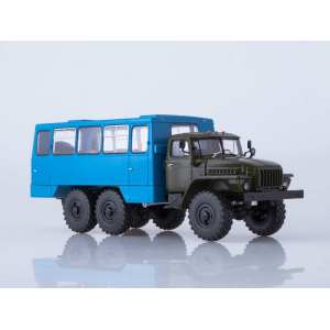 1/43 Вахтовый автобус НЕФАЗ-42112 (4320) хаки с синим