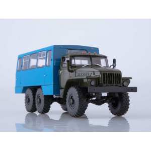 1/43 Вахтовый автобус НЕФАЗ-42112 (4320) хаки с синим