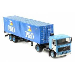 1/43 Volvo F10 с полуприцепом-контейнеровозом P&O 1983 голубой с синими контейнерами