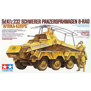 1/35 Немецкий четырехосный тяжелый бронетранспортер Sd.kfz.232, в комплекте две фигуры, алюминиевый ствол и фототравление. Африк