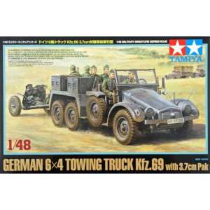 1/48 Немецкий 6x4 Towing Truck Kfz.69 - w/3.7cm Pak с шестью фигурами и 3,7 см пушкой