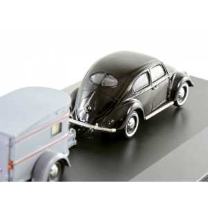1/43 Volkswagen Käfer (Beetle) with Сamping Trailer Sportberger G2 1951 черный/серый