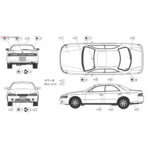 1/24 Toyota Mark II 3.0 Grande G W/Window Frame Masking 1990