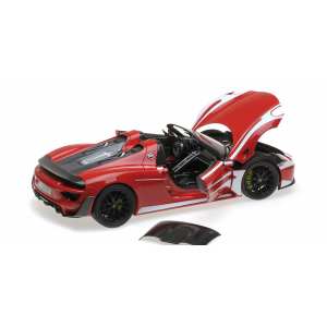 1/18 Porsche 918 Spyder 2013 Weissach Package красный с белым