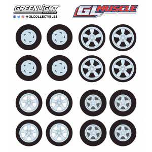 1/64 набор GL Muscle Wheel & Tire Pack 4 комплекта колес для американских мускул каров
