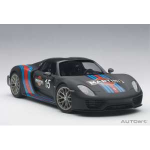 1/18 Porsche 918 Spyder Weissach Package 2013 (matt black, martini livery) черный Мартини