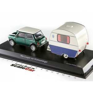 1/43 Mini Cooper зеленый мет. с жилым прицепом (караваном)