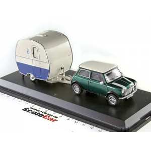 1/43 Mini Cooper зеленый мет. с жилым прицепом (караваном)