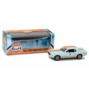 1/18 Ford Mustang Coupe Gulf Oil 1967 голубой с оранжевыми полосками