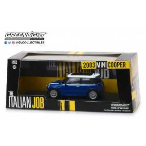 1/43 Mini Cooper 2003 синий с белым из фильма Ограбление По-Итальянски