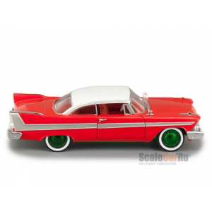 1/24 Plymouth Fury 1958 Christine (из к/ф Кристина 1983) красный с белым специальное издание Гринлайт (зеленые колеса и днище)