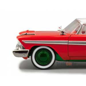 1/24 Plymouth Fury 1958 Christine (из к/ф Кристина 1983) красный с белым специальное издание Гринлайт (зеленые колеса и днище)