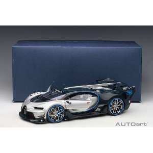 1/18 Bugatti Vision Gran Turismo серебристый с синим карбоном